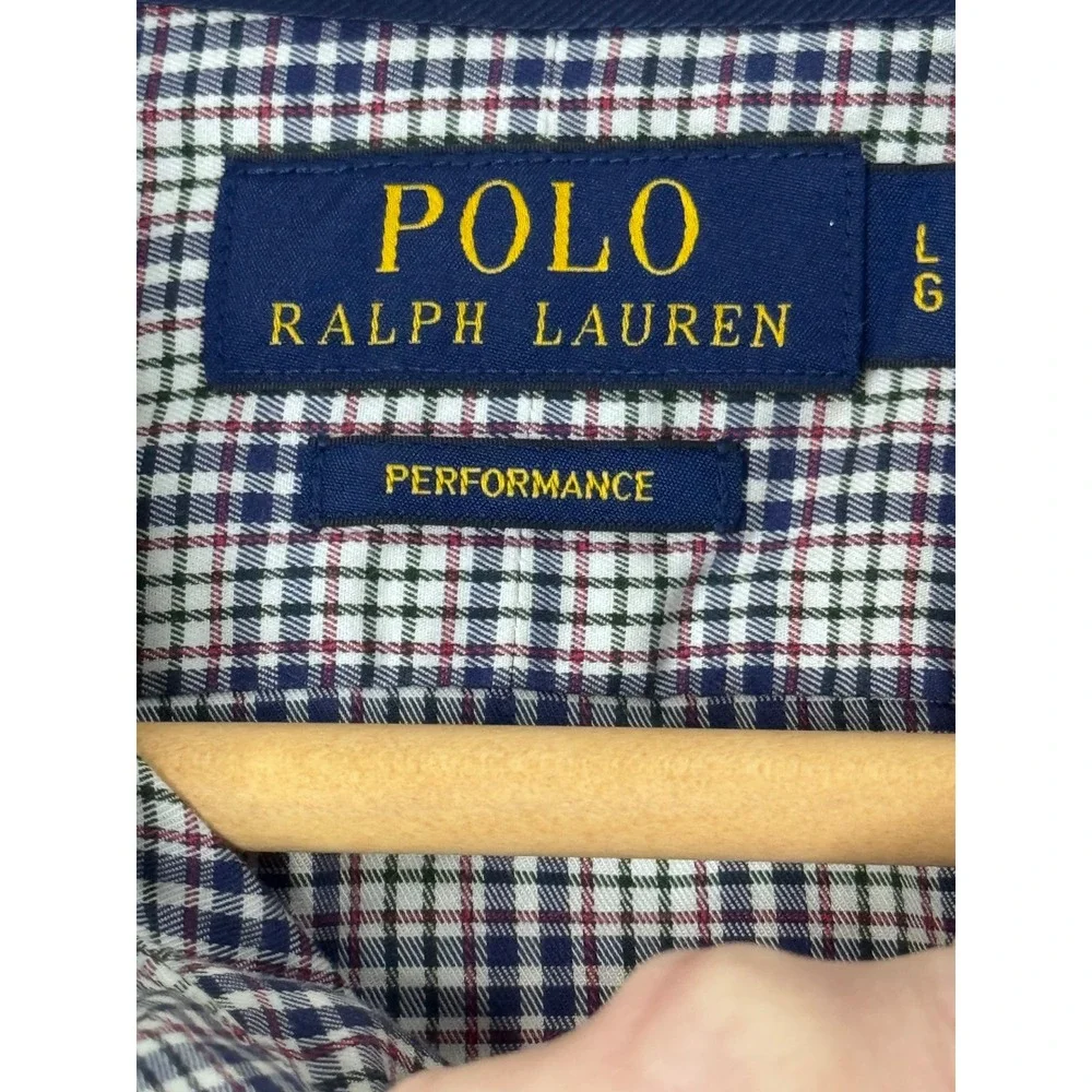 Polo Ralph Lauren Performance Shirt Mens Large Checkered Button Down Long Sleeve